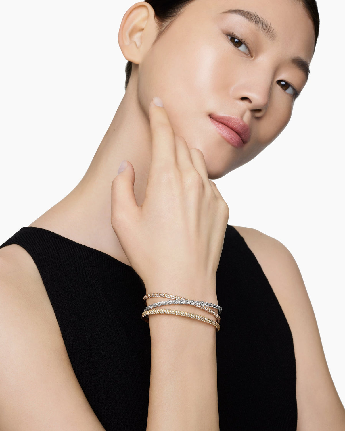 Sculpted Cable Flex Three Row Bracelet