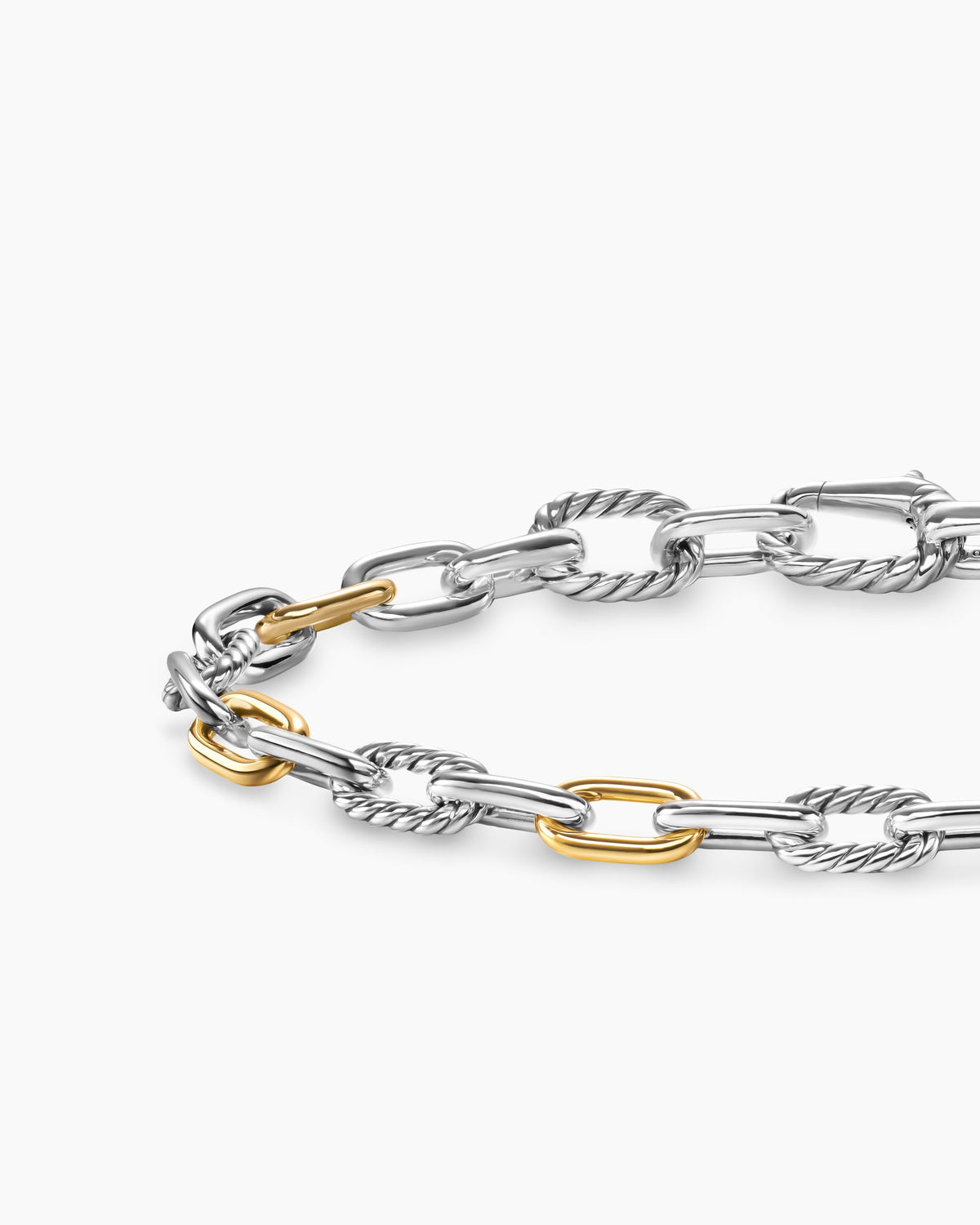 Mens DY Madison Chain Bracelet in Sterling Silver with 18K Yellow Gold, 6mm
