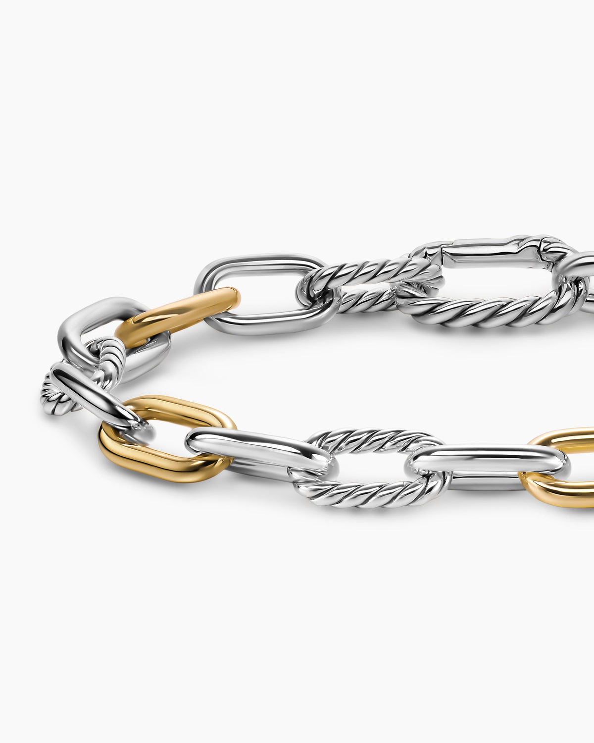 Mens DY Madison Chain Bracelet in Sterling Silver with 18K Yellow Gold, 8.5mm