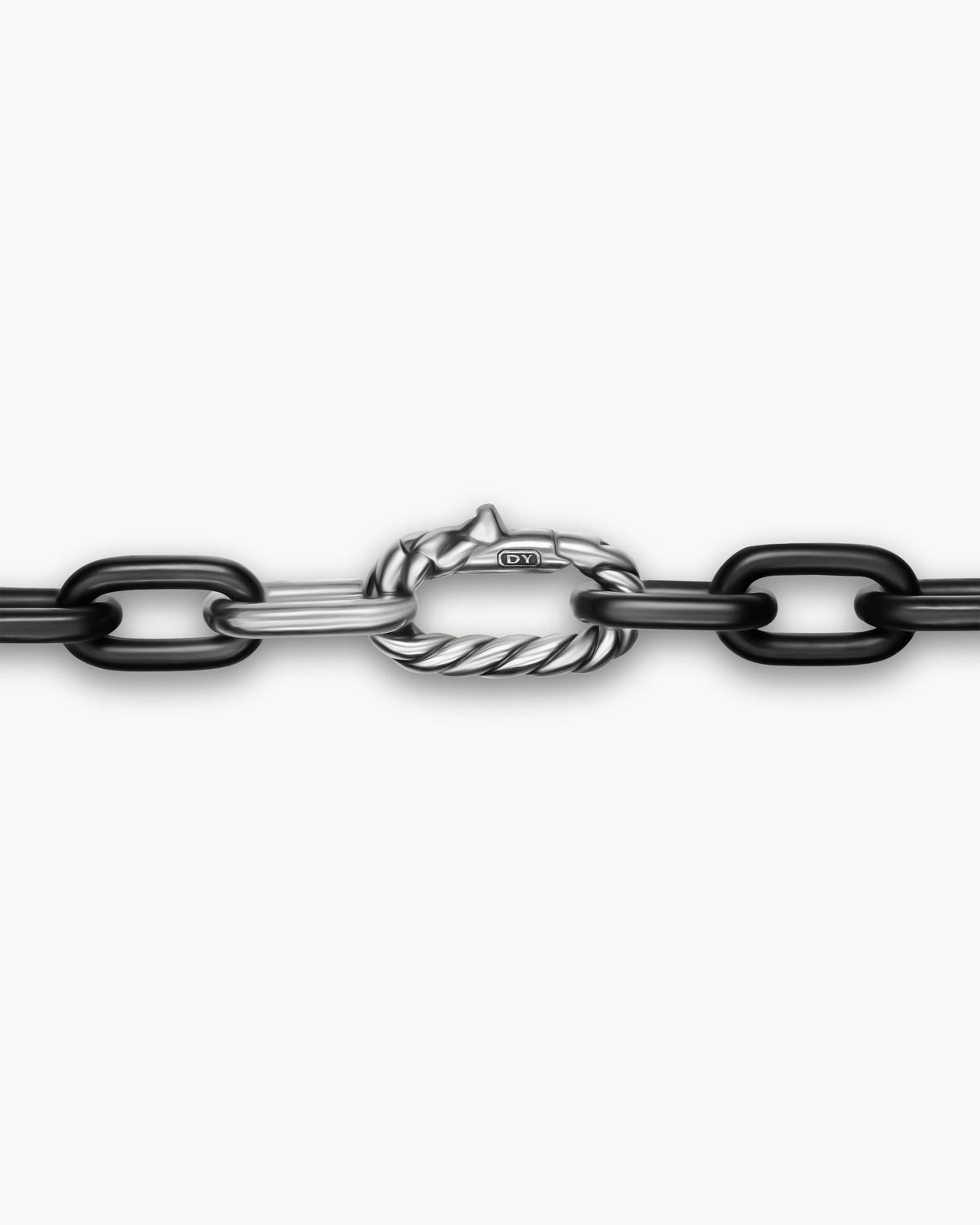Mens DY Madison Chain Necklace in Black Titanium with Sterling Silver, 8.5mm