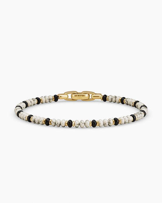 Mens Spiritual Beads Bracelet in 18K Yellow Gold, 4mm