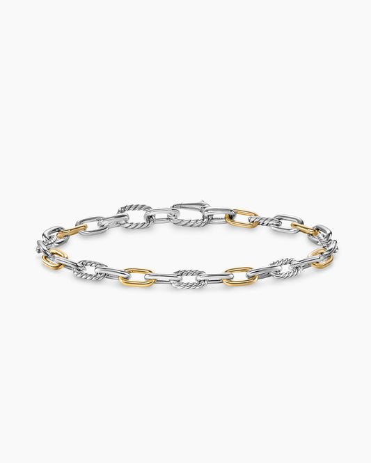Mens DY Madison Chain Bracelet in Sterling Silver with 18K Yellow Gold, 6mm