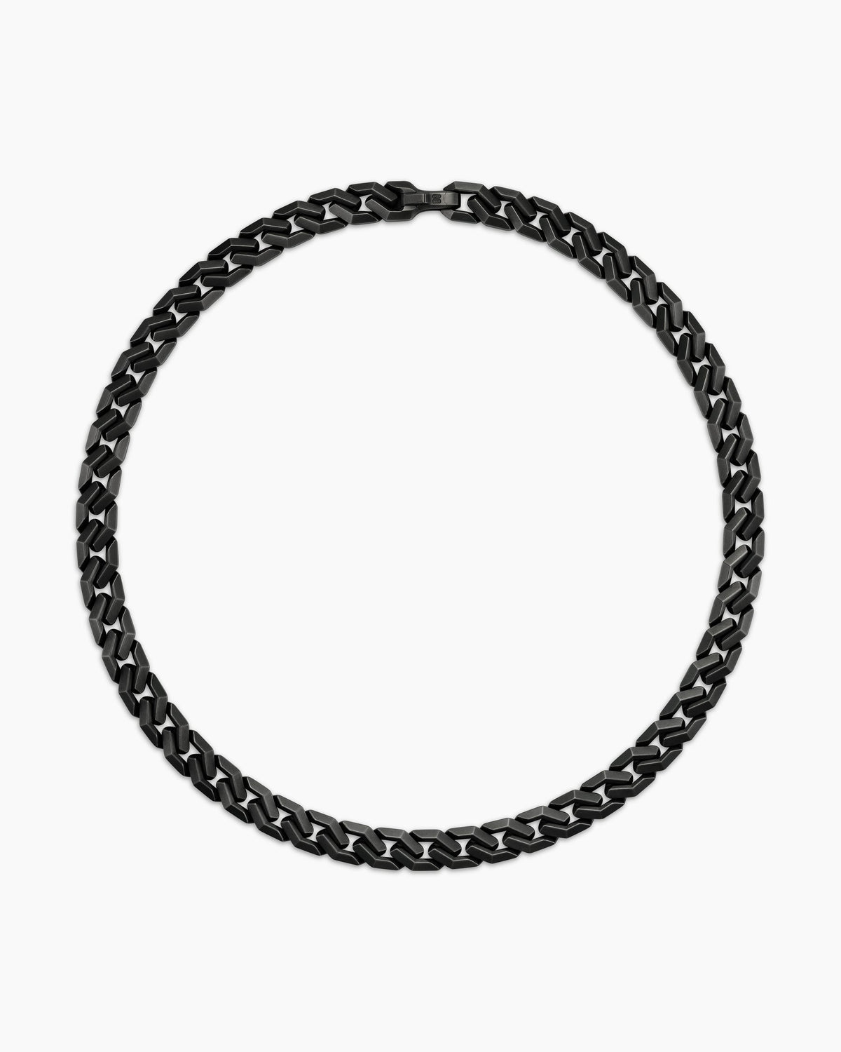 Men's Curb Chain Angular Link Necklace in Black Titanium, 11mm