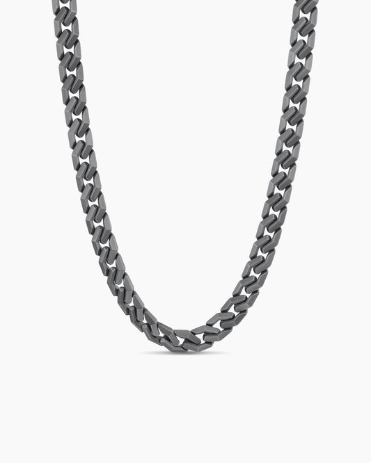 Men's Curb Chain Angular Link Necklace in Anthracite Titanium, 11mm