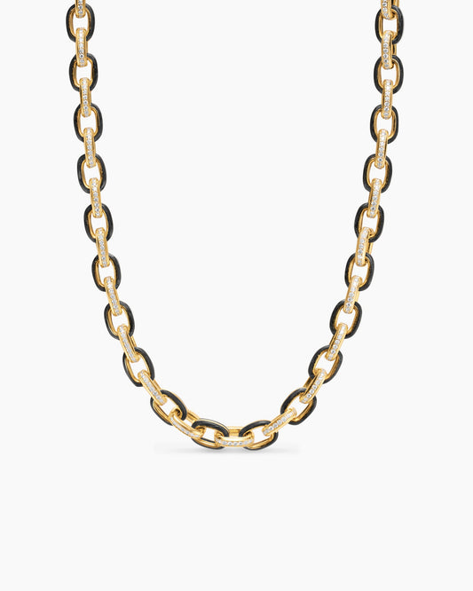 Mens Streamline Oval Link Necklace in 18K Yellow Gold, 8.5mm