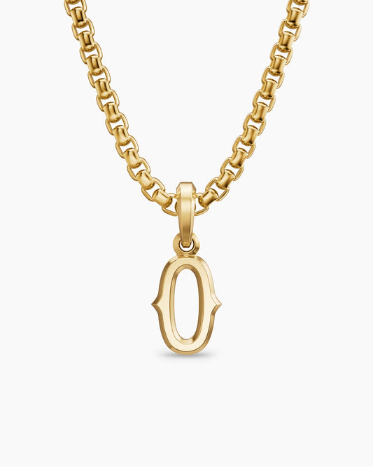 Mens Number Zero Amulet in 18K Yellow Gold, 14.8mm