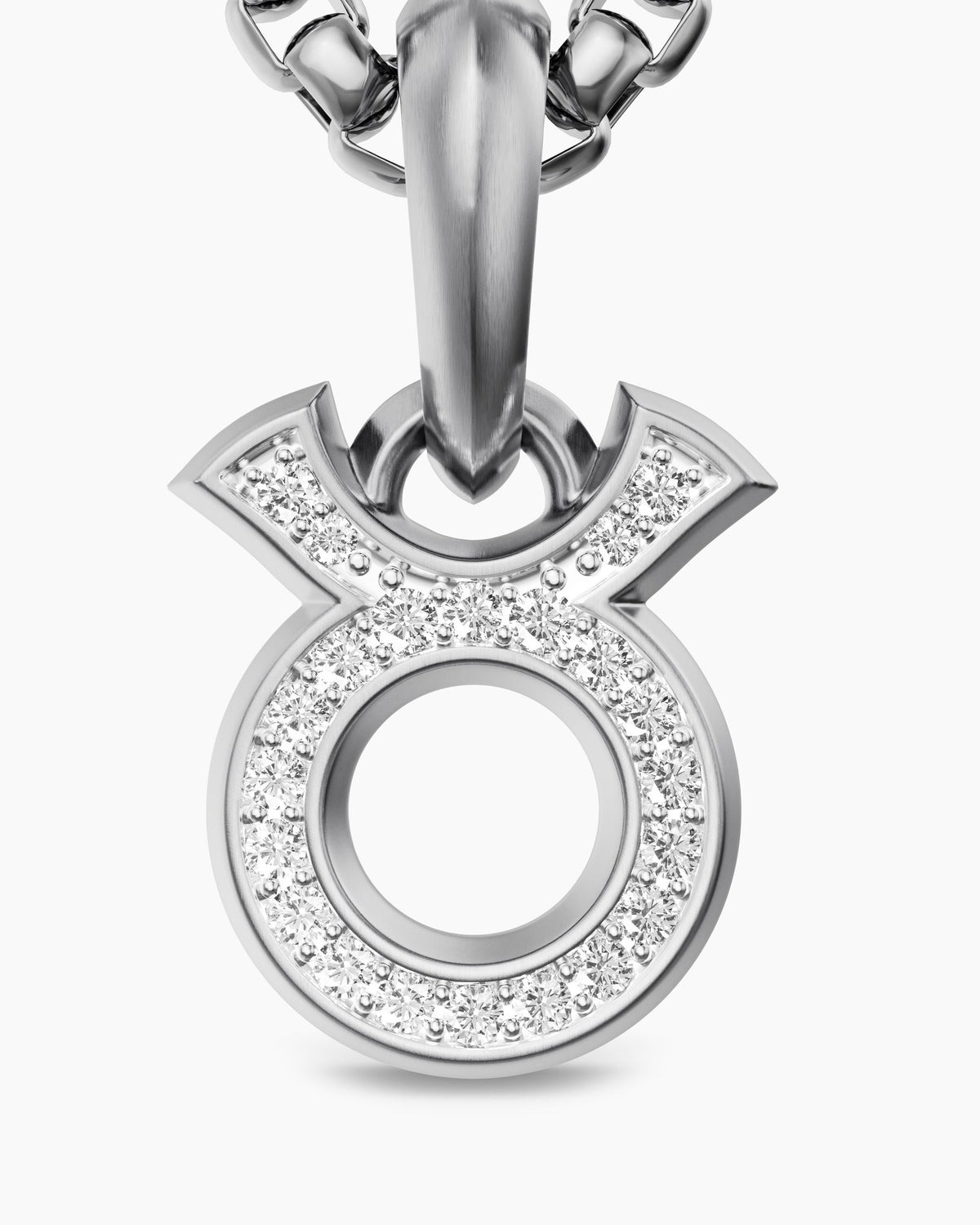 Mens Taurus Amulet in Sterling Silver with Diamonds, 14.5mm