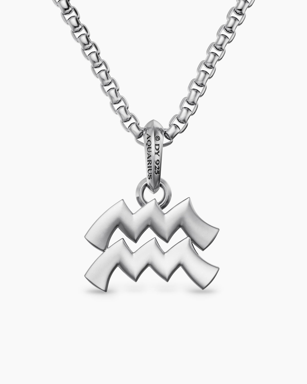 Mens Aquarius Amulet in Sterling Silver with Diamonds, 17.2mm