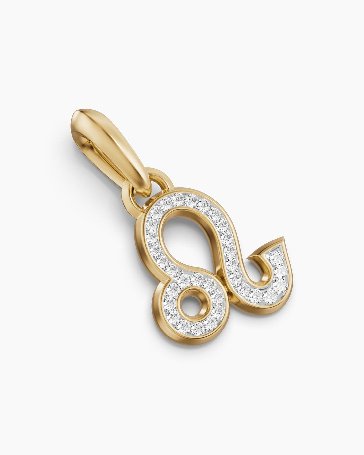 Mens Leo Amulet in 18K Yellow Gold with Diamonds, 20mm