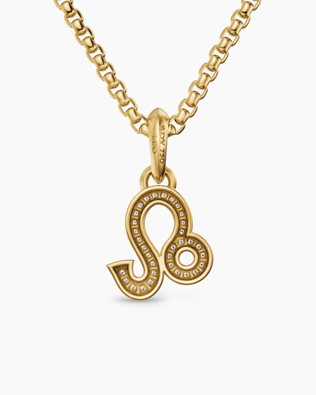 Mens Leo Amulet in 18K Yellow Gold with Diamonds, 20mm