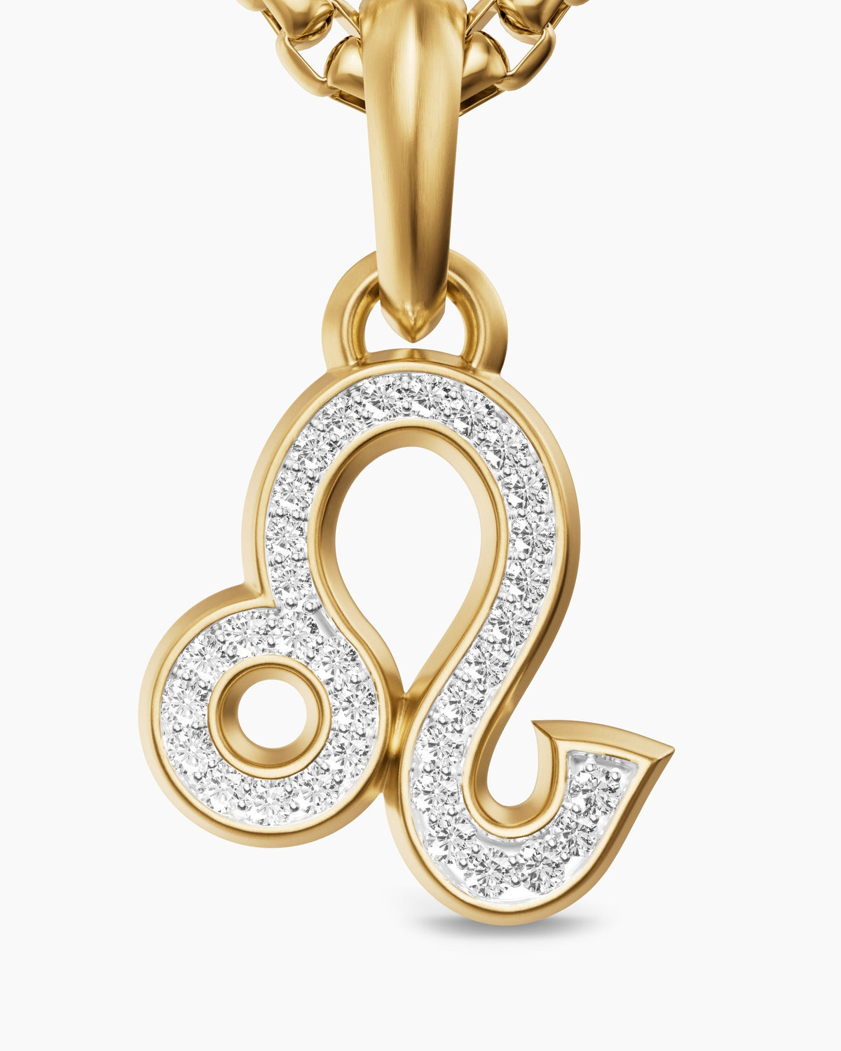 Mens Leo Amulet in 18K Yellow Gold with Diamonds, 20mm