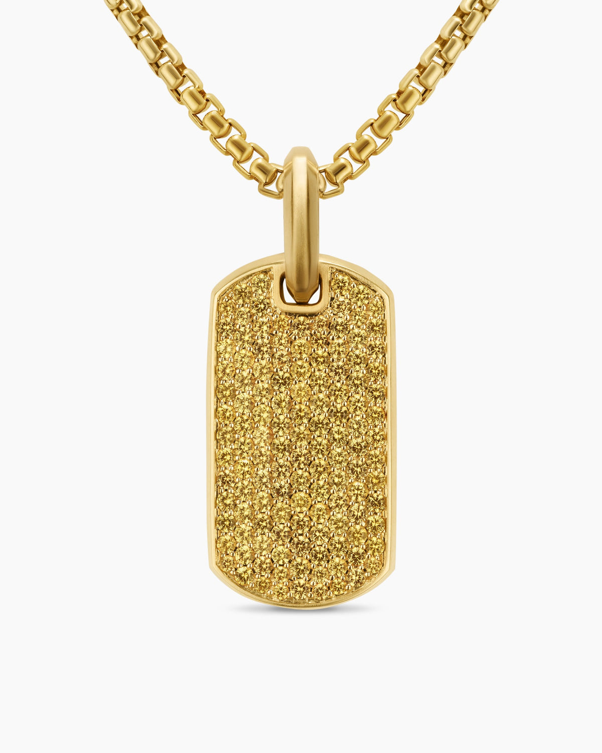 Men's Chevron Tag in 18K Yellow Gold with Yellow Sapphires, 27mm